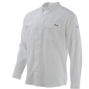 HUK Men's Tide Point Long Sleeve Shirt | Performance Button Down, White, Large N